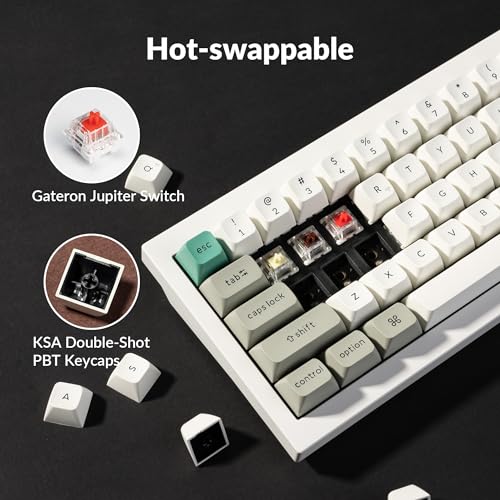 Image of Keychron Q2 Max Wireless Custom Mechanical Gaming Keyboard, QMK /VIA Programmable Knob 2.4 GHz /Bluetooth 5.1 /Wired, 65% Compact RGB Hot-Swap with Gateron Red Switch for Mac Windows Linux - White