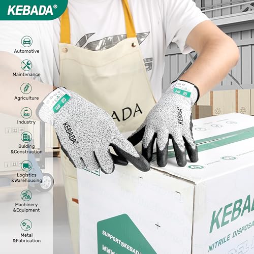 Kebada Cut Resistant Gloves, ANSI A2 Cutting Glove, PU Coated, Touchscreen, Multi-Purpose Model C2, 1 Pair, X-Large - Image 6
