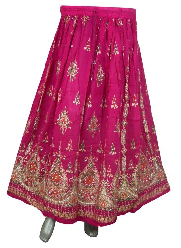 Womens Rayon Skirt Designer Spring Summer India Clothing (Magenta)