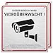 Produktbild HAGEFOL® Schild Videoüberwachung, 2er Set, (15x15 cm - klein) mit DSGVO Hinweis, inkl. 4 Bohrlöcher, Kamera Warnhinweis für Überwachungskamera oder Kamera Attrappe (Aluminium gebürstet)