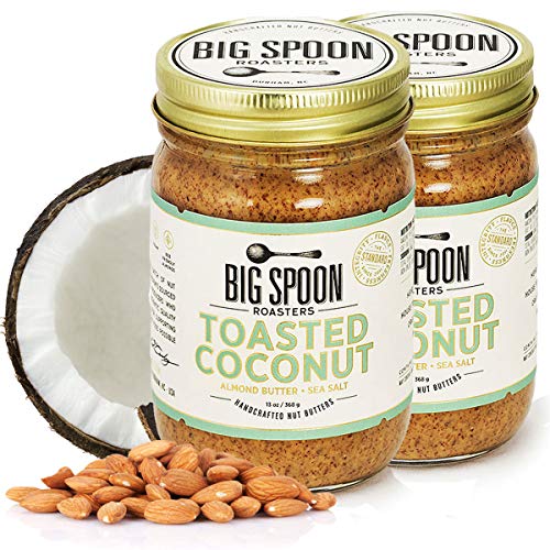 Big Spoon Roasters Toasted Coconut Almond Butter w/ Sea Salt - Keto Friendly, Low Sugar Almond Butter - Crunchy Almond Butter w/ Bee-Friendly Almonds - Gourmet, Vegan Almond Nut Butter - 26 Ounces