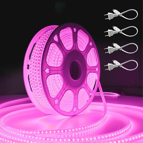 Image of Forus 40 Meter LED Rope Strip Light | Waterproof Outdoor Flexible Decorative Lighting | LED Neon Rope Light for Diwali, Christmas, Balcony, Ceiling & Home Decor, Pink 1Pc with 4 Connectors