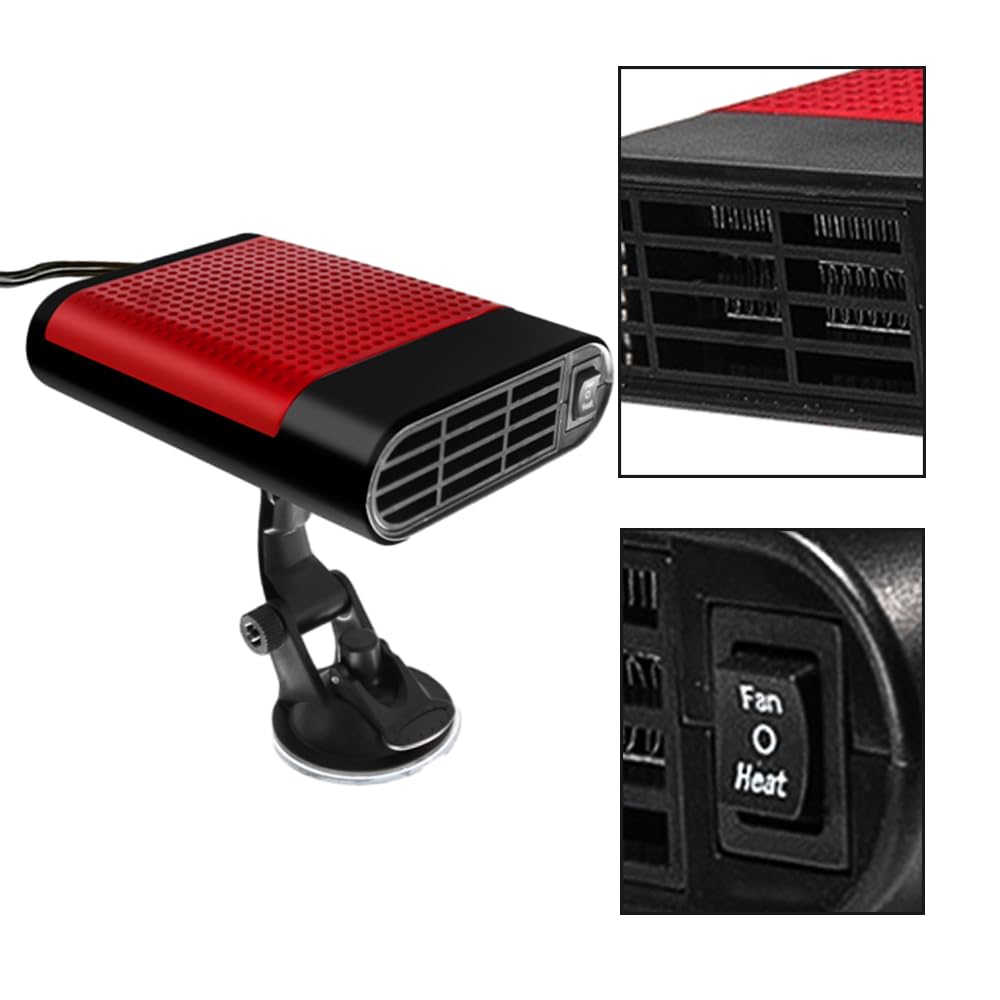 Riscaldatore per auto Riloer per camper, 12 V, 120 W, portatile, per auto, riscaldamento e raffreddamento rapidi invernali compatibile con la maggior parte dei veicoli, con supporto a ventosa.