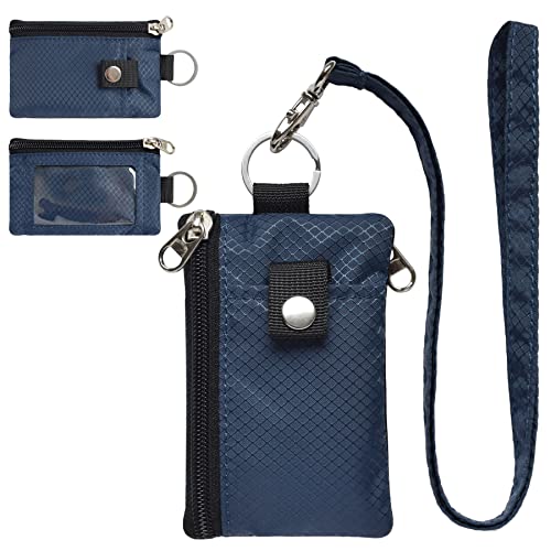 Image of CHENSPRX Minimalist RFID Blocking Small Wallet with ID Window,WaterResistant Zip Id Case Wallet with Lanyard Keychain for Cards,Cash,Travel,Women,Men
