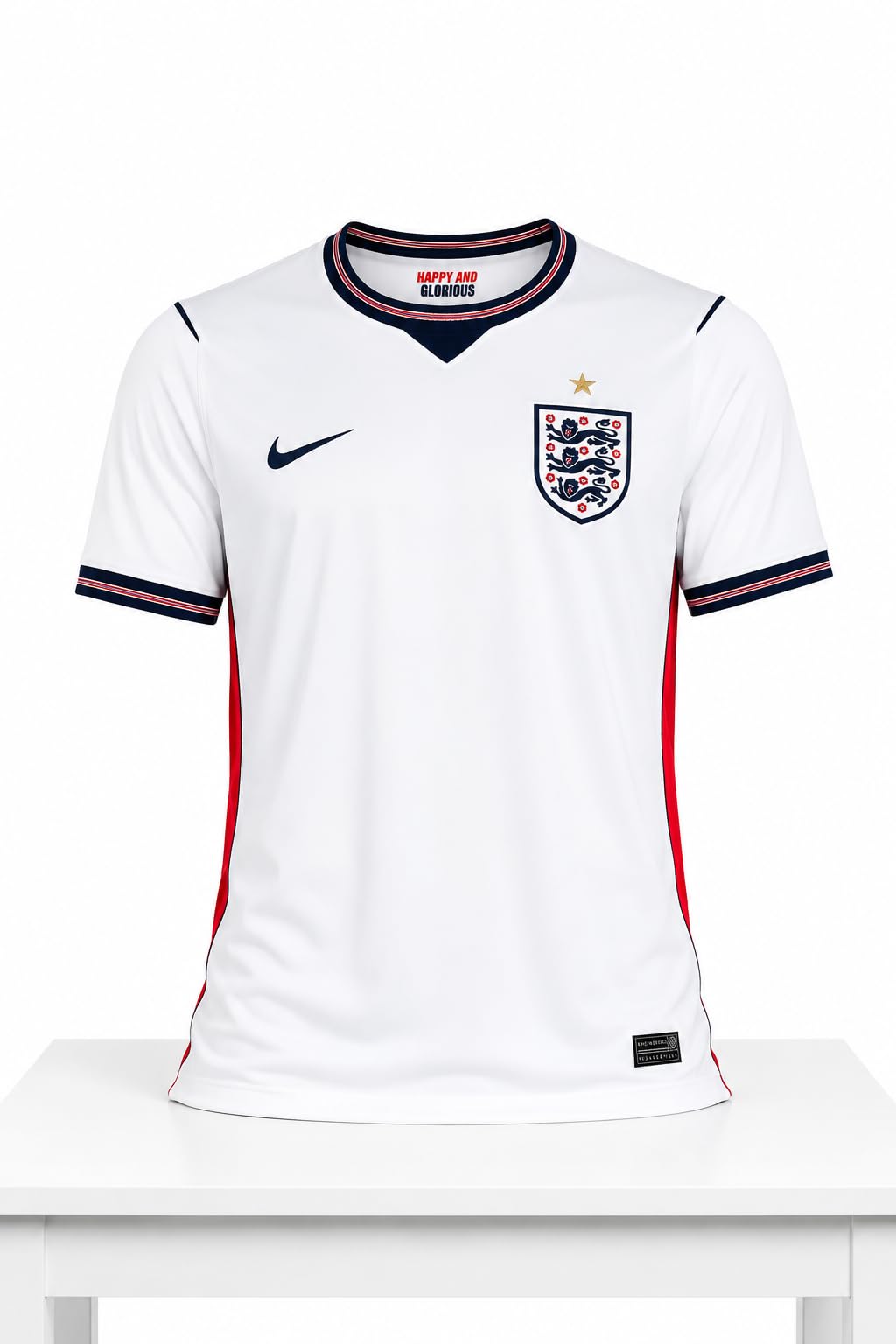 Home Football Jersey White Polyester | Moisture-Wicking, Quick-Dry Fabric, Athletic Regular Fit, Three Lions Crest, Fade-Resistant-image-46