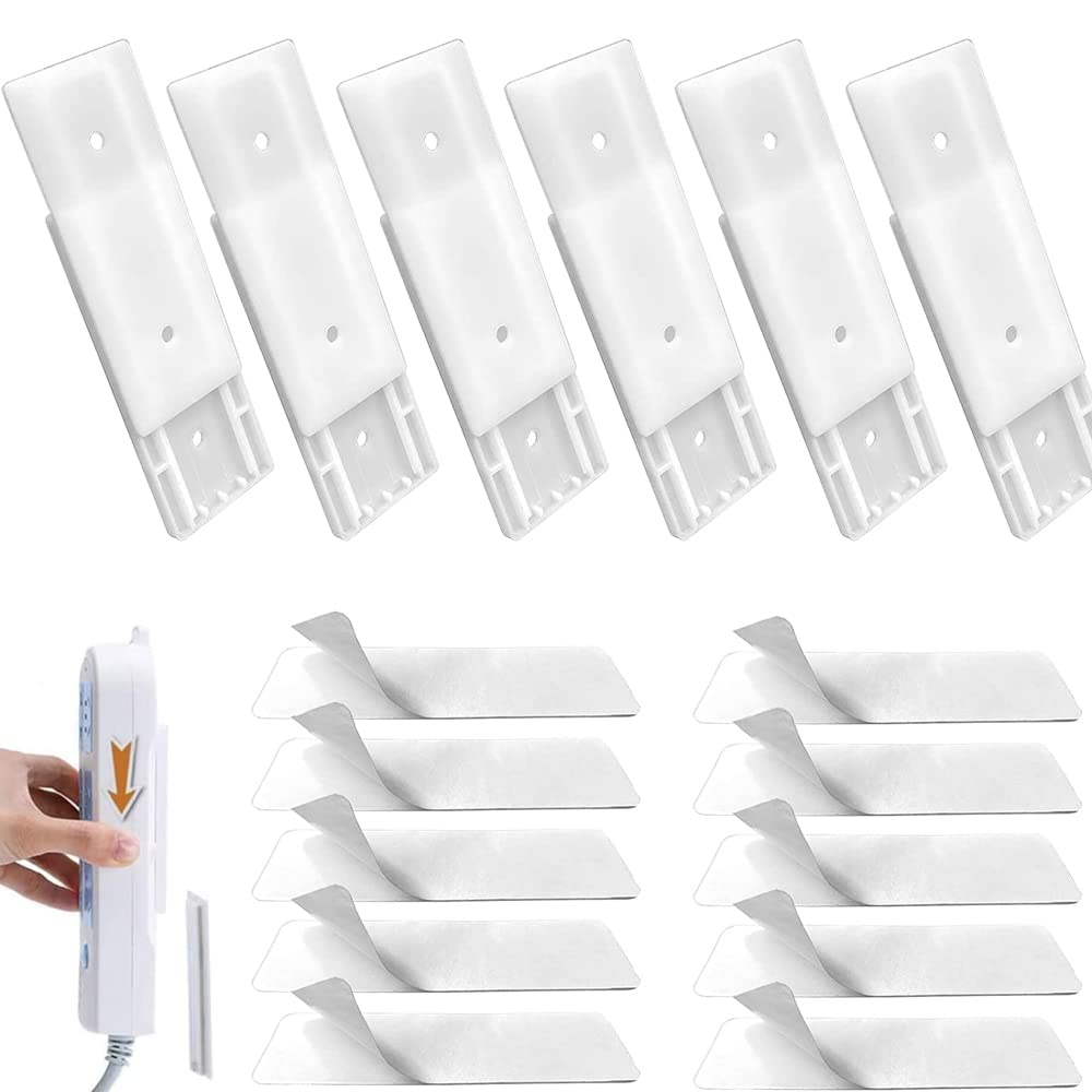 URbazaar 6 Set Double Sided Adhesive Wall Hooks,No Hole Plug-in Wall Socket Sticker Fixer Reusable Adapter Fixer,Desk Wall Mount,for WiFi Router,Remote Control,Punch-Free Plug Sticker Holder