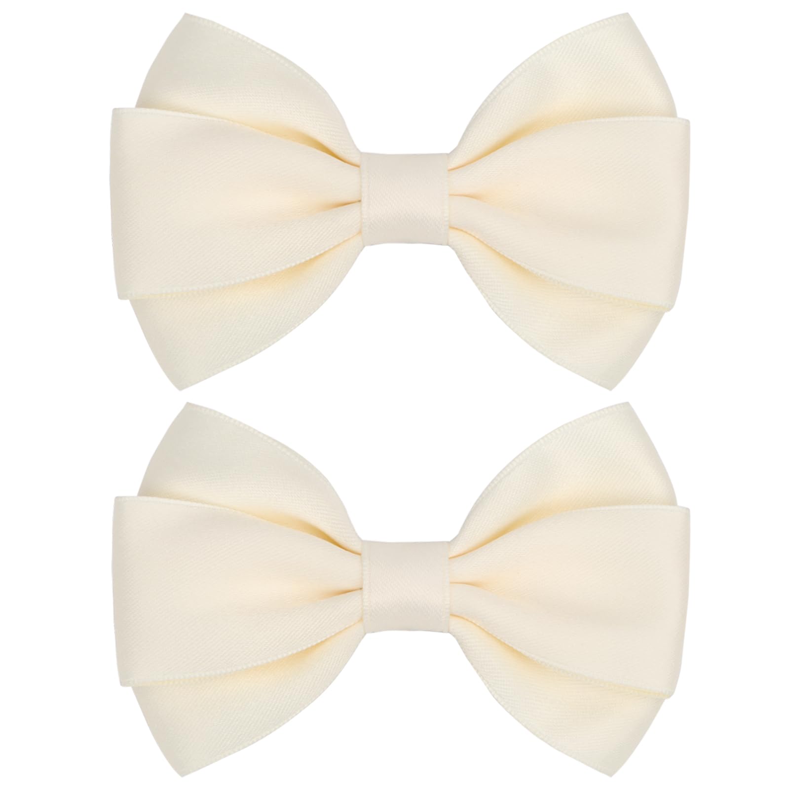 ZOLYCO 4.5 Inches Hair Bows for Girls Thick Ribbon Boutique Alligator Clips Hair Accessories for Baby Girls Toddlers Kids Teens 2 Pcs (Beige)