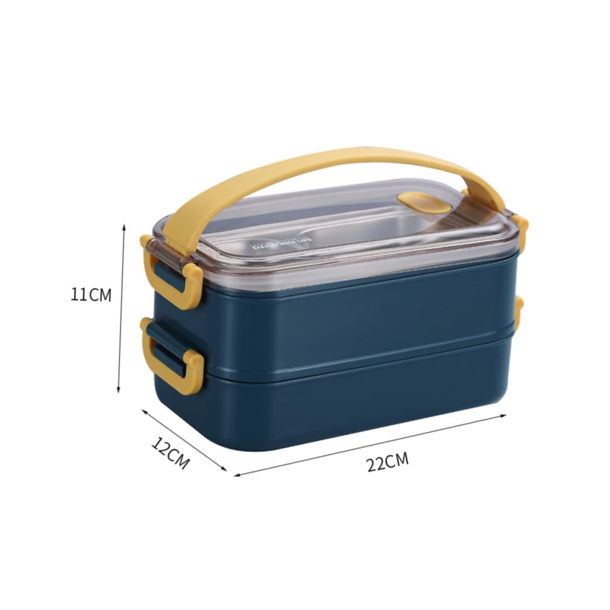 Boîte à Lunch Compartimentée Isotherme 2 Niveaux 304 Acier Inoxydable Bleu Portable pour Bureau et École Conteneur Alimentaire Étanche Pratique