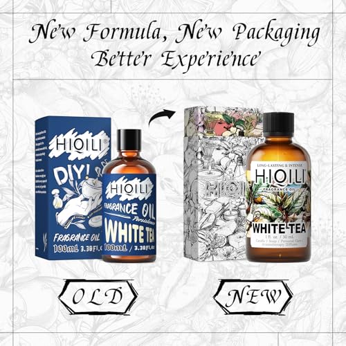 Image of HIQILI White Tea Fragrance Oil for Reed Diffuser for Home - 1 Fl Oz | Hotel Collection Diffuser Oil, Long-Lasting Scent, DIY Candle & Soap & Perfume & Air Freshener Spray, Dropper Included