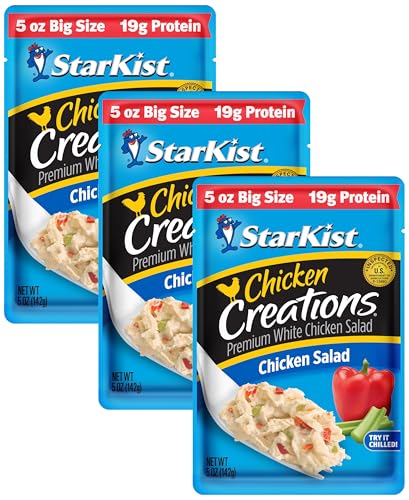 Image of StarKist Chicken Creations Chicken Salad Pouch (5 oz - 3 Pack) Fully Cooked High Protein White Meat, Gluten Free, Soy Free, No Draining, Ready to Eat for Salad and Sandwiches