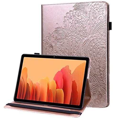 GLANDOTU Tablet Case for Lenovo Tab E10 (TB-X104F) Tablet-lightweight Shockproof Embossed Flip PU Leather Cover Case with fold Stand Protection- Rose gold