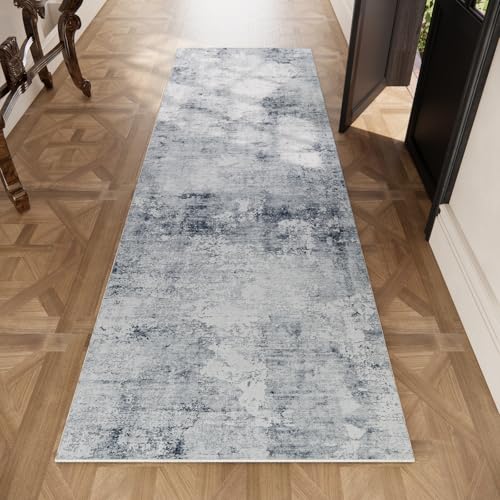 Machine Washable Kitchen Runner Rug: 2'6"x8' Hallway Runner Rug Stain Resistant Abstract Non Slip Floor Rug with Rubber Backing Non Shedding Soft Carpet Runners for Indoor Entryway Bedside Bedroom