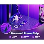 AODK L Shaped Desk Gaming Desk with LED Light & Power Outlet, 53 Inch Reversible L Shaped Computer Table with Shelf & Storage Bag & Hook for Home Office, Black - Image 5