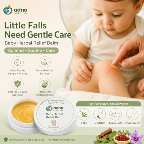 Image of Baby Herbal Relief Balm for Hurts & Falls | Herbal Extracts of Narayani, Manjishtha, Raktachandan , Devdaru, Jeshthamadh | Dermatologist + Peditrcian Tested, Zero Tolerance to Toxins (30 gm) INDIA'S FIRST BABY BALM for Hurts