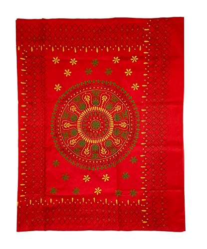 Image of SHRISTI CLOTHINGS Women's Hand Embroidered Cotton Silk Kantha Stitch Saree with Blouse Piece (SB4200924 REDD30)