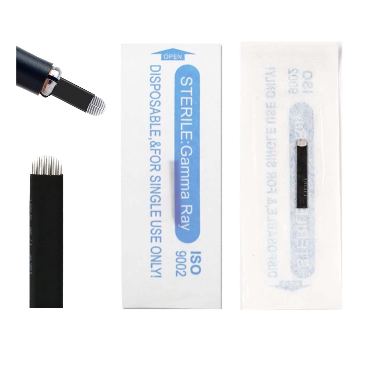 U16 Microblading Needles 30pcs Finest 0.18mm U16 Microblade 16 Pins U-shaped Eyebrow Tattoo Needles Permanent Makeup Manual Microblading Needles Sterilized for Eyebrow Tattoo