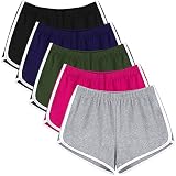 URATOT 5 Pack Women's Cotton Yoga Dance Short Pants Sport Shorts Summer Athletic Cycling Hiking Spor