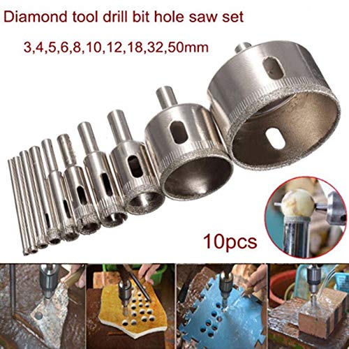 Juego de 10 brocas de diamante 3-50 mm para cerámica miniatura 3