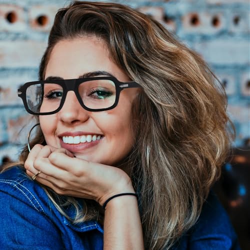 Image of LJCZKA Blue Light Blocking Glasses for Men Women Square Thick Frame Anti Eyestrain Computer Gaming Clear Lens Eyeglasses