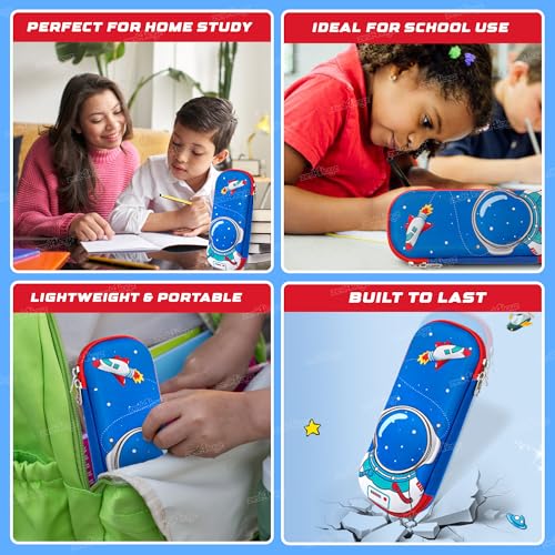 Image of Zest 4 Toyz Pencil Case for Kids|Space Themed Stationery Pencil Box with Durable Zipper EVA Material | Cute Astronaut Design Pencil Pouch for Girls and Boys