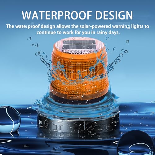 Image of Solar Strobe Warning Light: Strong Magnetic Base Waterproof Traffic Light,Solar Safety Flashing LED Lamp for Construction, Traffic, Factory, Safety Sign, Crane Tower, Boat Navigation (Red)