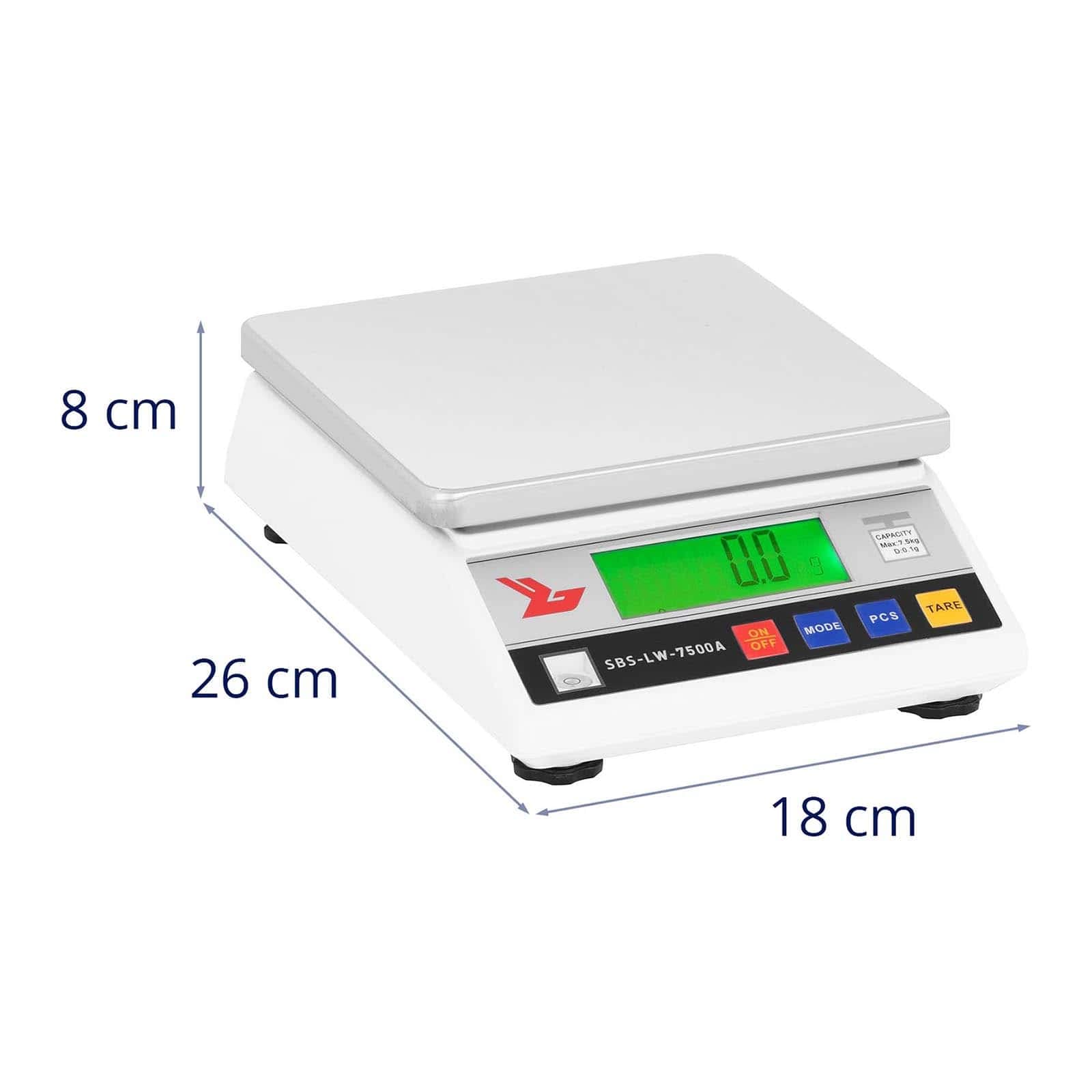 Steinberg Systems Feinwaage 7500 g / 0,3 g LCD-Display Edelstahl Wiegefläche 18 x 18 cm Präzisionswaage Digitalwaage