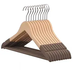 XEREBIAN Wooden Hanger for Clothes Hanging | Hangers for Wardrobe and Cupboard | Non-Slip Bar | Precisely Cut Notches | 360 Degree Swivel Chrome Hook | Hanging Garments and Accessories (26)