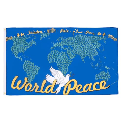 AZ FLAG - Flagge Frieden In Der Welt Mit Karte - 150x90 cm - Peace Fahne...