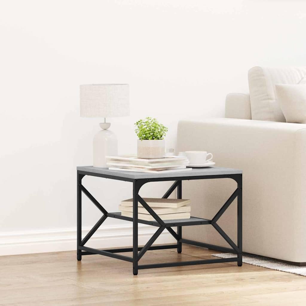 Hothingwell Couchtisch, rechteckig, grau, Sonoma, 51 x 50 x 40 cm | Robuster Stahlrahmen, Matte Holzoberfläche, einfache Pflege mit feuchtem Tuch, ideal für Wohnzimmer