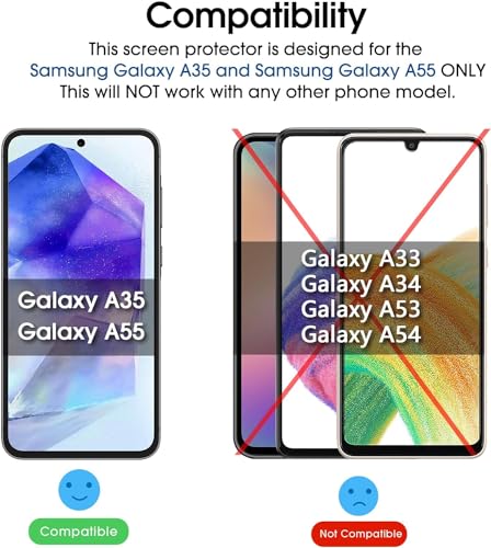 Image of Premium Tempered Glass Screen Protector Compatible For Samsung A35 5G / A55 Cellphone 5G (6.6 Inch, Pack Of 1) | Edge-to-Edge Protector Full Protection With Installation Kit