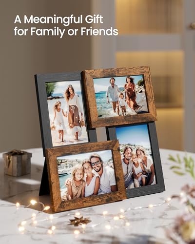 SONGMICS-4×6-Collage-Picture-Frames-Family-Photo-Collage-Frame-Set-of-4-for-Wall-Decor-Glass-Front-Wall-Hanging-or-Tabletop-Ash-Black-and-Rustic-Brown SONGMICS 4×6 Collage Picture Frames Family Photo Collage Frame Set of 4 for Wall Decor Glass Front Wall Hanging or Tabletop Ash Black and Rustic Brown