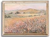 uniro Vintage Wall Art Prints Wildflower Farmhouse Wall Decor, Vintage Landscape Canvas Oil Painting Peach Pink Flowers Mounatin Artwork for Bedroom Nursery Decor (8' x 10'-UNFRAMED)
