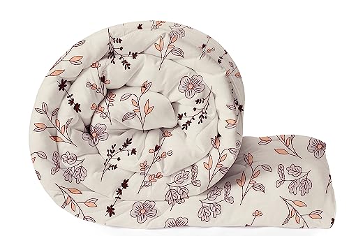 Image of BSB HOME 2nd Gen 220 GSM Microfiber Reversible AC Comforter /Blanket for Winter /Quilt /Duvets for King Size Double Bed (230X250 cm, Floral Off White)