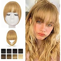 Flequillos Postizos, BARSDAR 100% pelo Natural Humano Flequillo Clip en Flequillo Francés Flequillo Limpio con Patillas Clip en Flequillo Cabello Real para Mujeres Color Natural Rubio fresa