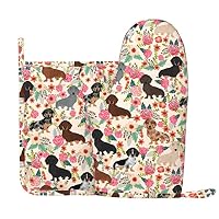 Ofenhandschuhe & Topflappen-Set Mit Wildblumen – Hitzebeständige Silikon-Handschuhe Mit Rutschfester Oberfläche