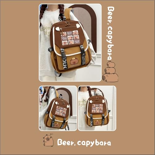 Image of Tinytot 30 Litre, Japanese Korean Style Capybara Niche College Students Light weight School bag Women's Travel Backpack