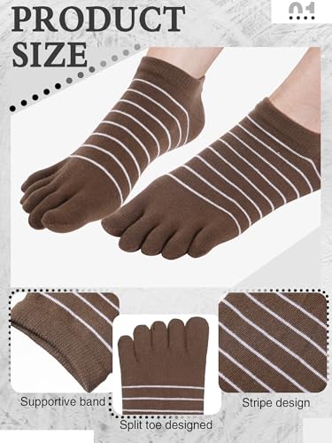 Image of Sintege 5 Pairs Stripe Toe Socks Women Colorful Finger Sock with Toes Separated Ankle Socks for Athletic Running Women Men