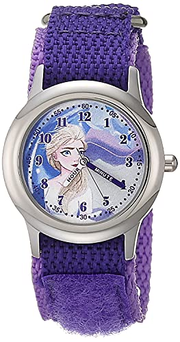 Disney Frozen Kids' Stainless Steel Time Teacher Analog Quartz Nylon Strap Watch