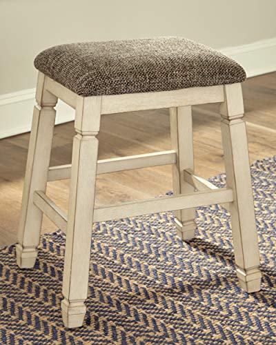 Signature-Design-by-Ashley-Bolanburg-Farmhouse-24-Counter-Height-Upholstered-Barstool-2-Count-Whitewash Signature Design by Ashley Bolanburg Farmhouse 24 Counter Height Upholstered Barstool 2 Count Whitewash