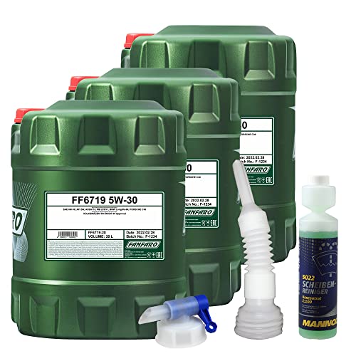 Preisvergleich Produktbild QR-Parts Set 60 Liter 85453933 FF6719-20 CT4503 5022 DIN61 MANNOL Scheibenreiniger Konzentrant 1:100 250ml 20 Fanfaro Motoröl 5W-30 OEM FF6719 Auslaufhahn