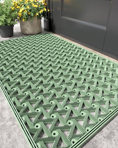 Color&Geometry Door Mat Outside Entrance with Drainage, Rubber Heavy Duty