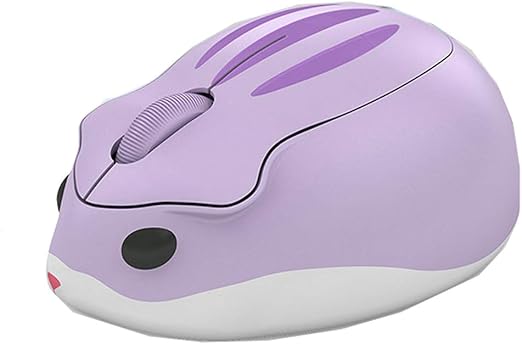 2.4GHz Wireless Cute Hamster Shape Less Noice Portable Mobile Optical 1200DPI USB Mice Cordless Mouse for PC Laptop Computer Notebook MacBook Kids Girl Gift (Purple)