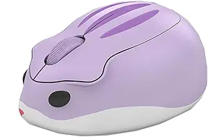 2.4GHz Wireless Cute Hamster Shape Less Noice Portable Mobile Optical 1200DPI USB Mice Cordless Mouse for PC Laptop Computer Notebook MacBook Kids Girl Gift (Purple)