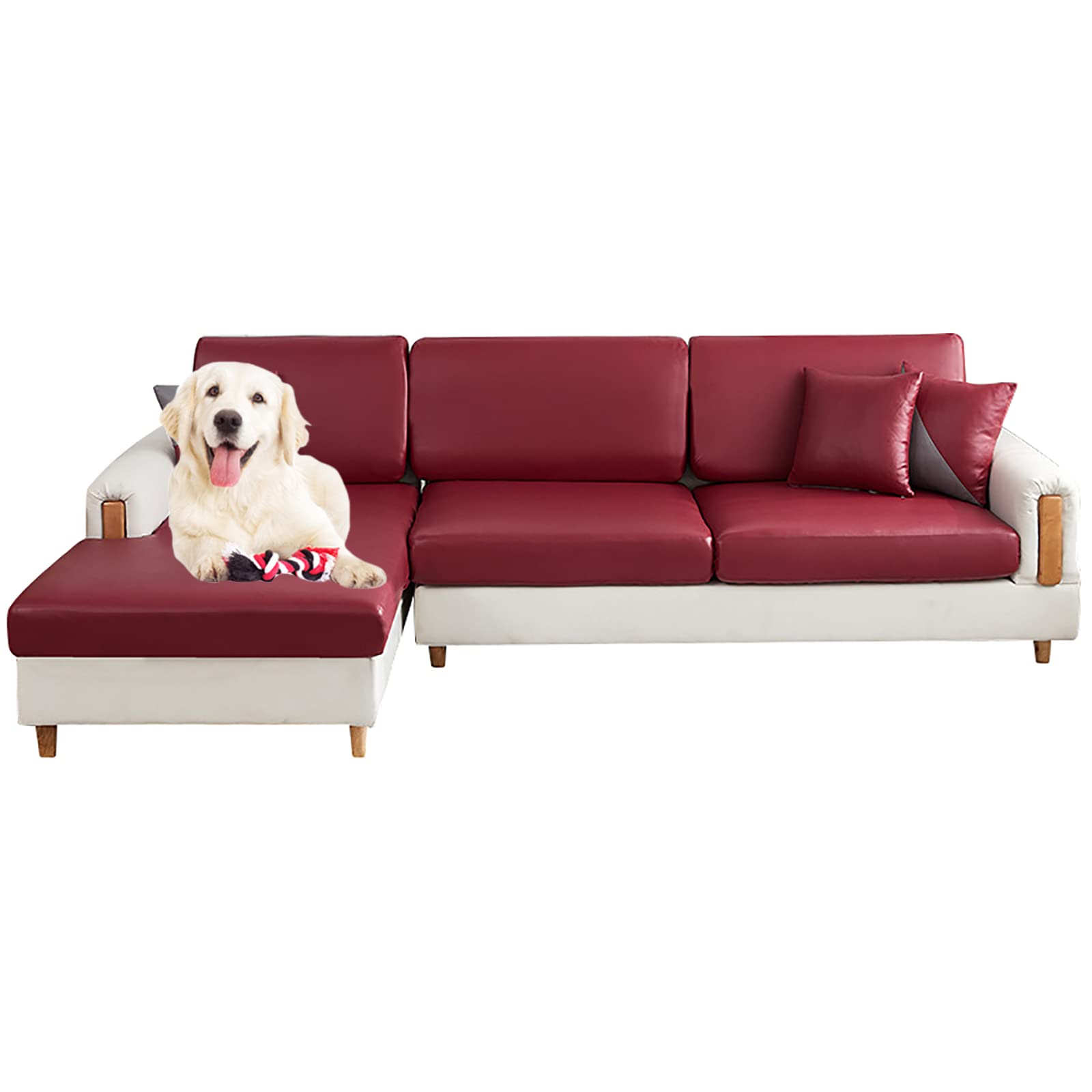 Housse de coussin de canapé en cuir PU imperméable extensible