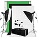 Produktbild BPS Profi 1200W Fotografie Fotostudio Set Studioleuchte Studio Set Synchronblitzlampe 2 * 600W Studioblitz Set Inkl. 70X100Cm Lampenstative Hintergrundsystem Weiß Schwarz Grün