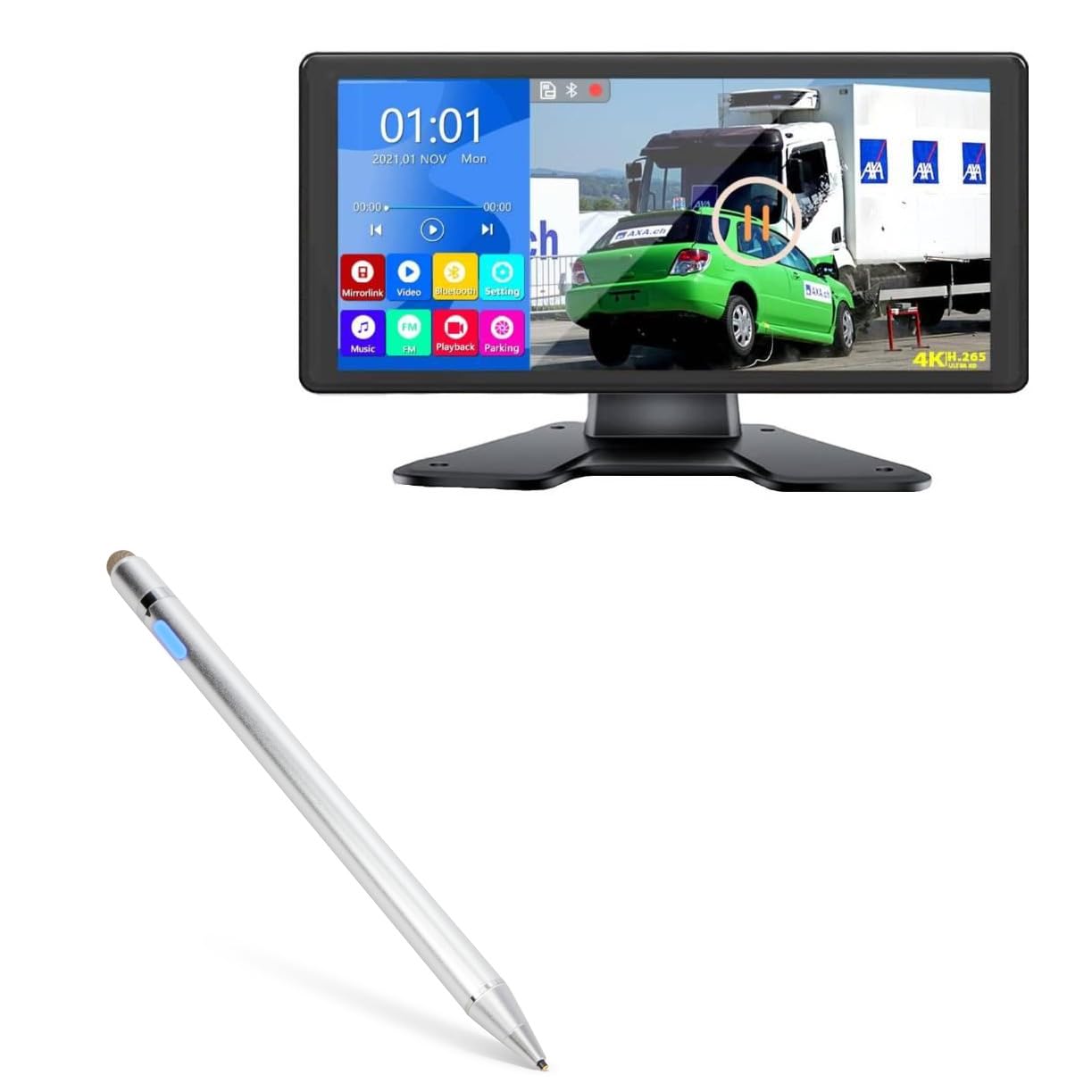 BoxWave Stylus Pen Compatible with Voonoa RV Backup Camera System (10.36 in) - AccuPoint Active Stylus, Electronic Stylus with Ultra Fine Tip - Metallic Silver