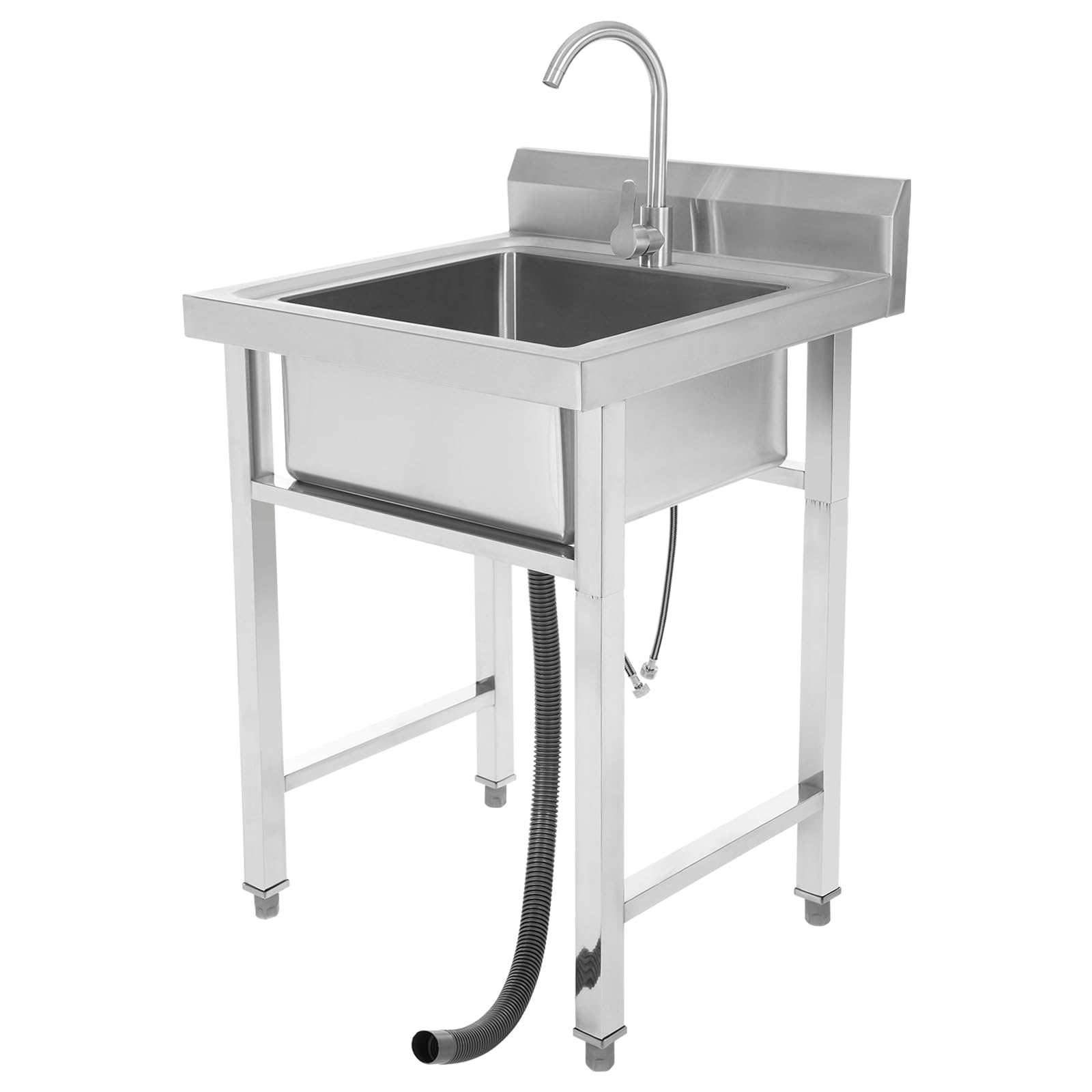 Levkitch Kitchen Sink, Stainless Steel Single Bowl Commercial Restaurant Sink with Drainer Unit and Tap,93 * 60 * 60cm