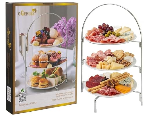 eGenuss Etagere 3 Etagen für 20-28 cm Teller Serviergestell Frühstück...