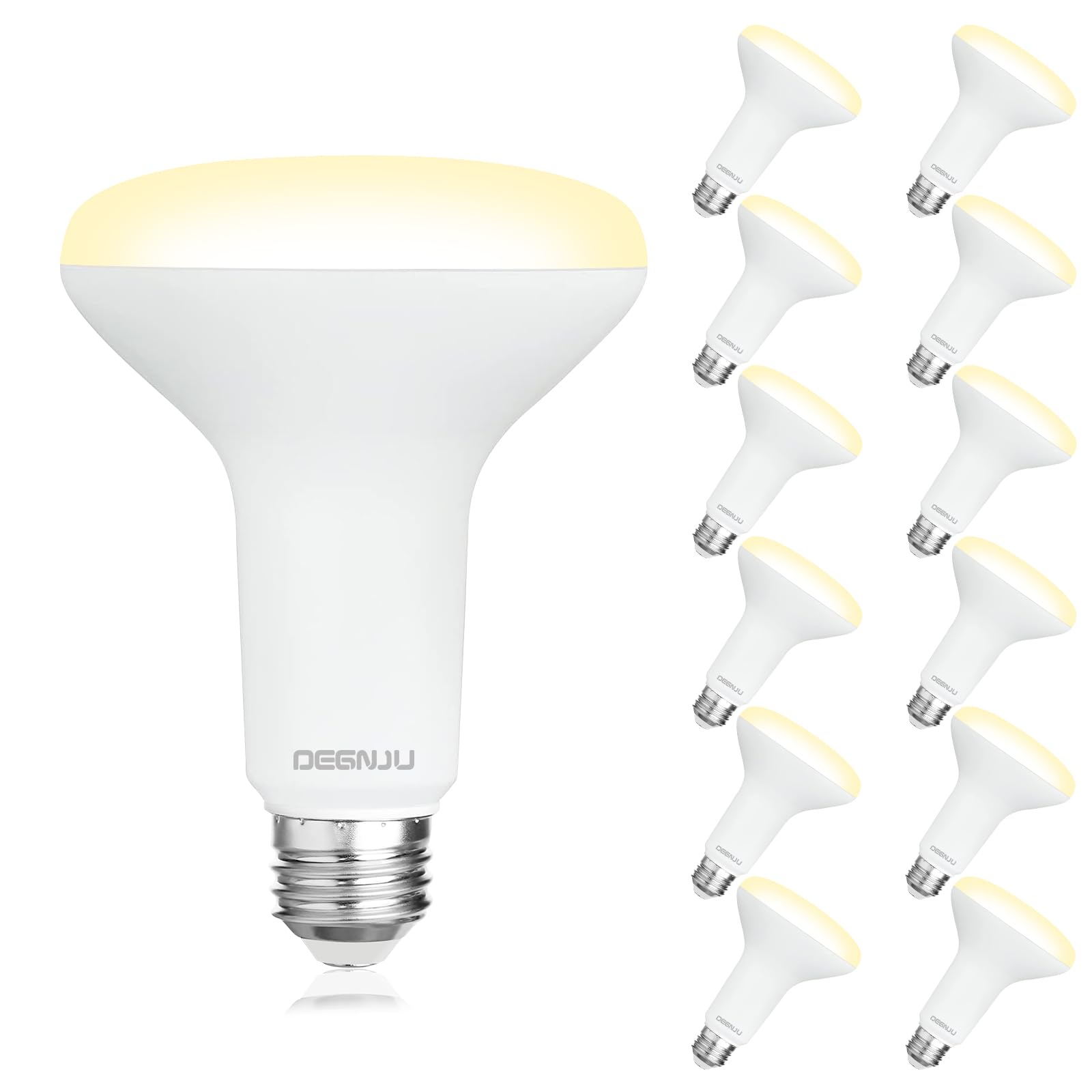 DEGNJU 12 Pack Indoor Flood Light Bulbs, BR30 LED Bulb 7W Equivalent 65W, Dimmable Recessed Light Bulbs, 650LM 2700K Soft White 15000 Lifetime LED Can Light Bulb, Interior Home E26 Base