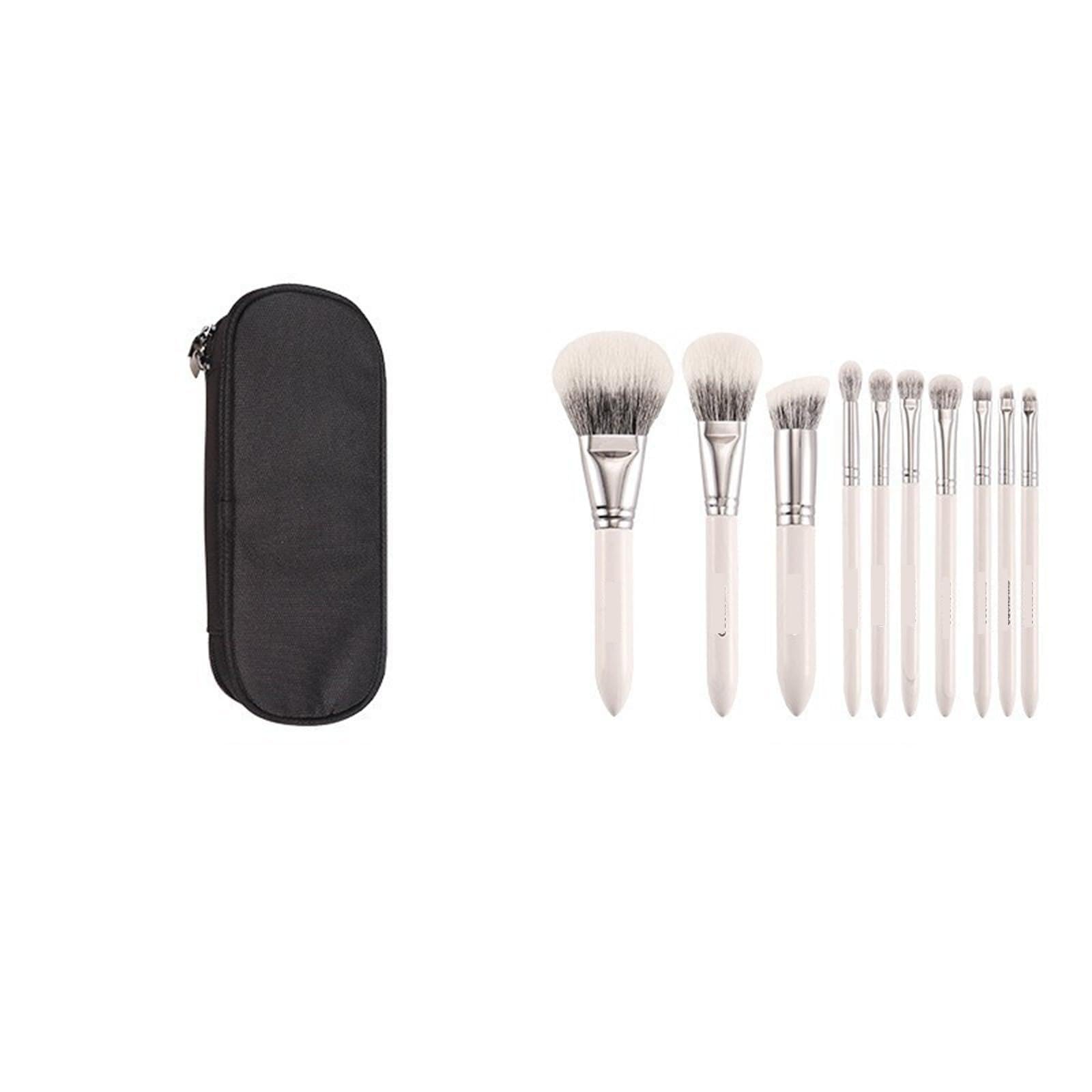 Set di Pennelli per Trucco Set di 10 pennelli cosmetici con correttore e borsa a tracolla Professionale(White3)